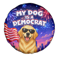 Golden Retriever My Dog Is A Democrat Spare Tire Cover Patriotic Statue Of Liberty Fireworks