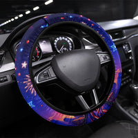 Golden Retriever My Dog Is A Democrat Steering Wheel Cover Patriotic Statue Of Liberty Fireworks