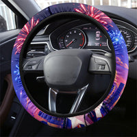 Golden Retriever My Dog Is A Democrat Steering Wheel Cover Patriotic Statue Of Liberty Fireworks