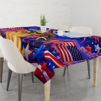Golden Retriever My Dog Is A Democrat Tablecloth Patriotic Statue Of Liberty Fireworks