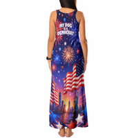 Golden Retriever My Dog Is A Democrat Tank Maxi Dress Patriotic Statue Of Liberty Fireworks