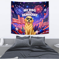Golden Retriever My Dog Is A Democrat Tapestry Patriotic Statue Of Liberty Fireworks