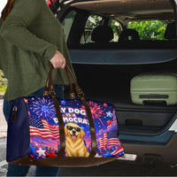 Golden Retriever My Dog Is A Democrat Travel Bag Patriotic Statue Of Liberty Fireworks
