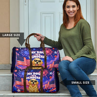 Golden Retriever My Dog Is A Democrat Travel Bag Patriotic Statue Of Liberty Fireworks