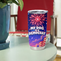 Golden Retriever My Dog Is A Democrat Tumbler Cup Patriotic Statue Of Liberty Fireworks
