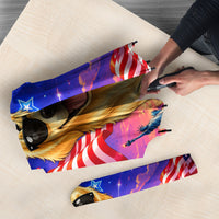 Golden Retriever My Dog Is A Democrat Umbrella Patriotic Statue Of Liberty Fireworks