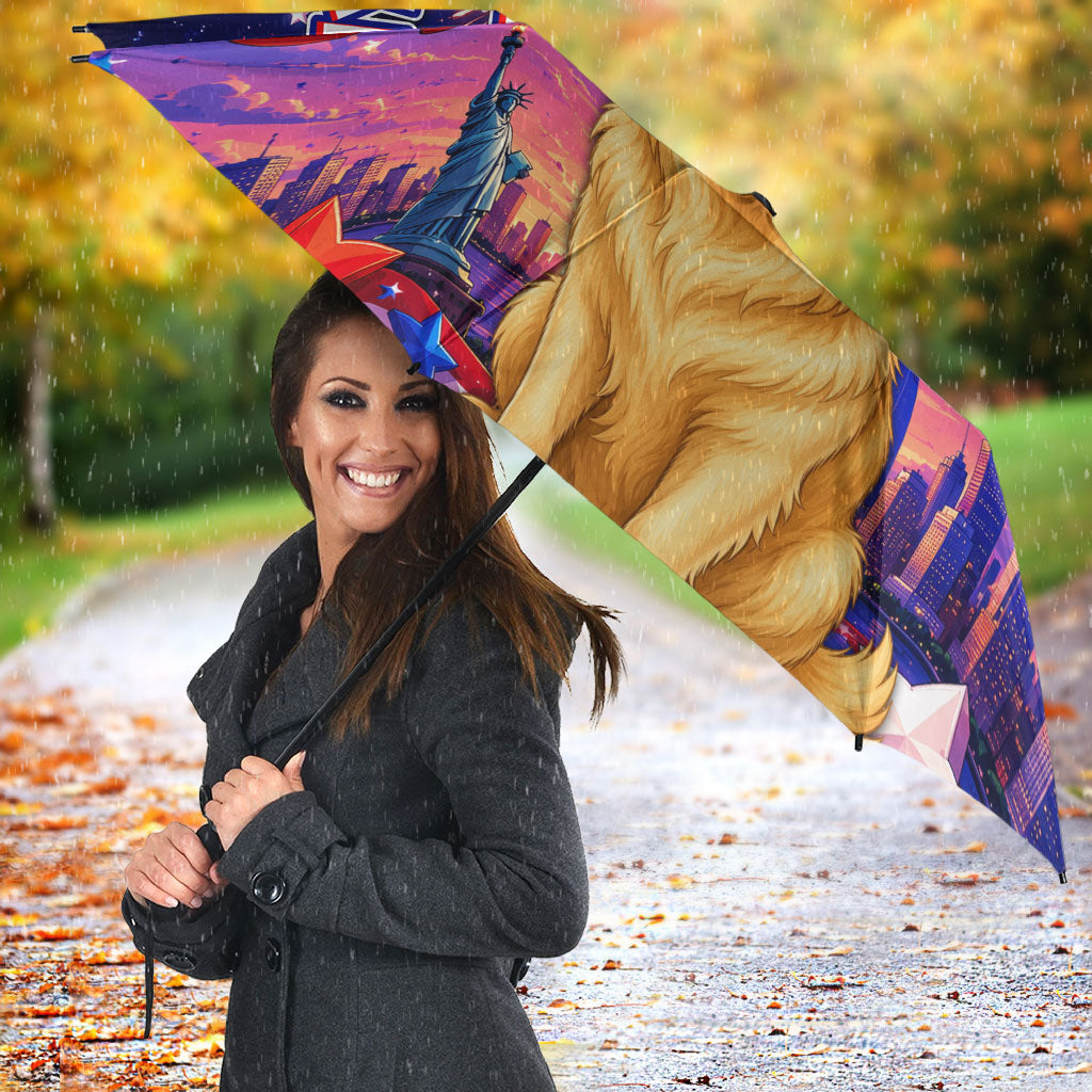 Golden Retriever My Dog Is A Democrat Umbrella Patriotic Statue Of Liberty Fireworks