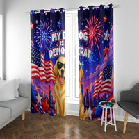 Golden Retriever My Dog Is A Democrat Window Curtain Patriotic Statue Of Liberty Fireworks