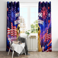 Golden Retriever My Dog Is A Democrat Window Curtain Patriotic Statue Of Liberty Fireworks