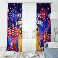 Golden Retriever My Dog Is A Democrat Window Curtain Patriotic Statue Of Liberty Fireworks