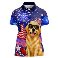 Golden Retriever My Dog Is A Democrat Women Polo Shirt Patriotic Statue Of Liberty Fireworks