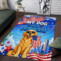 My Dog Is A Democrat Area Rug Golden Retriever Patriotic American Flag Graphic