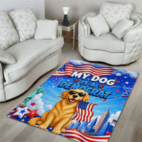 My Dog Is A Democrat Area Rug Golden Retriever Patriotic American Flag Graphic