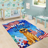 My Dog Is A Democrat Area Rug Golden Retriever Patriotic American Flag Graphic