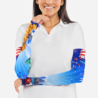 My Dog Is A Democrat Arm Sleeves Golden Retriever Patriotic American Flag Graphic