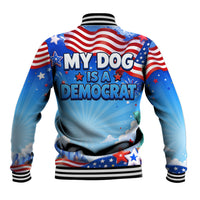My Dog Is A Democrat Baseball Jacket Golden Retriever Patriotic American Flag Graphic