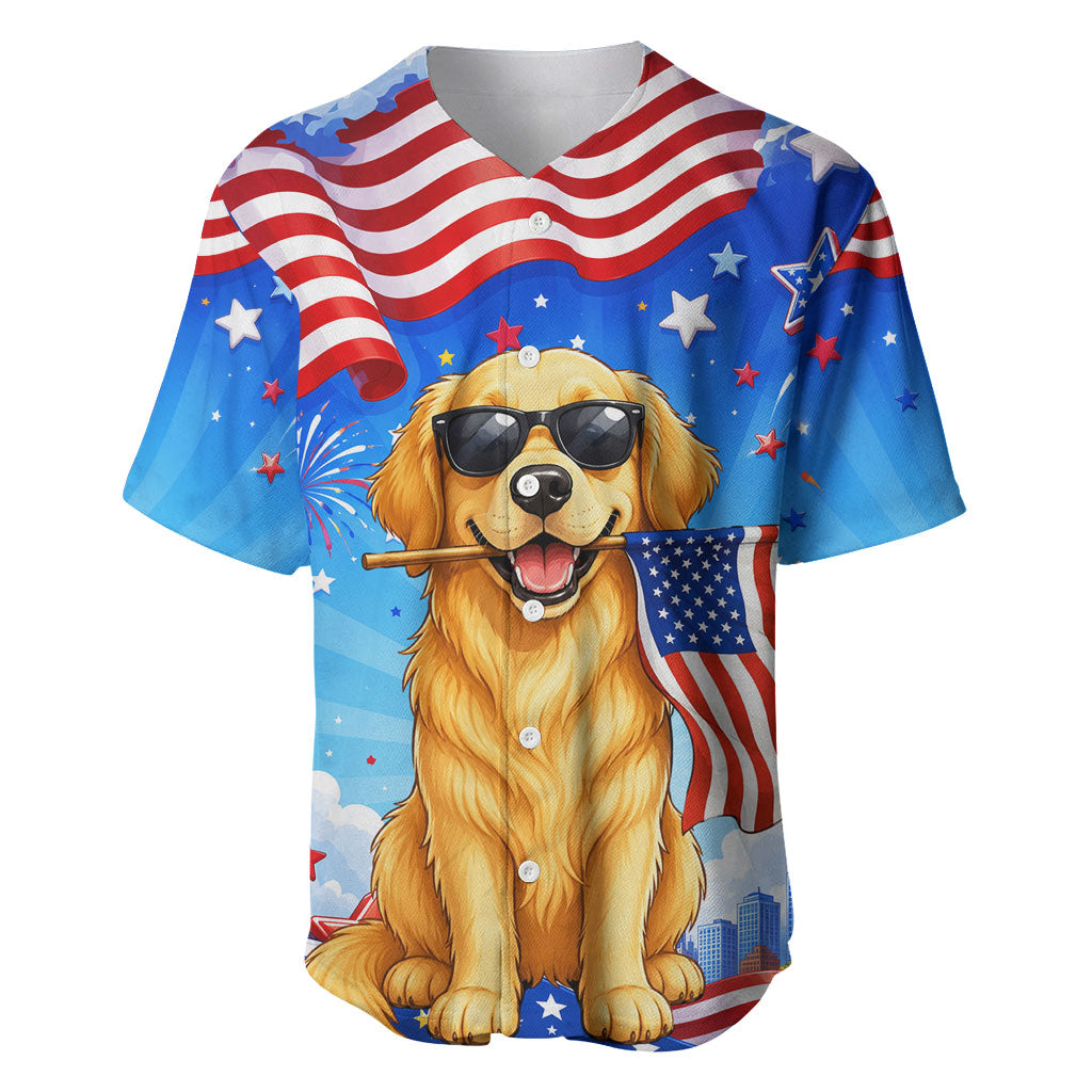My Dog Is A Democrat Baseball Jersey Golden Retriever Patriotic American Flag Graphic