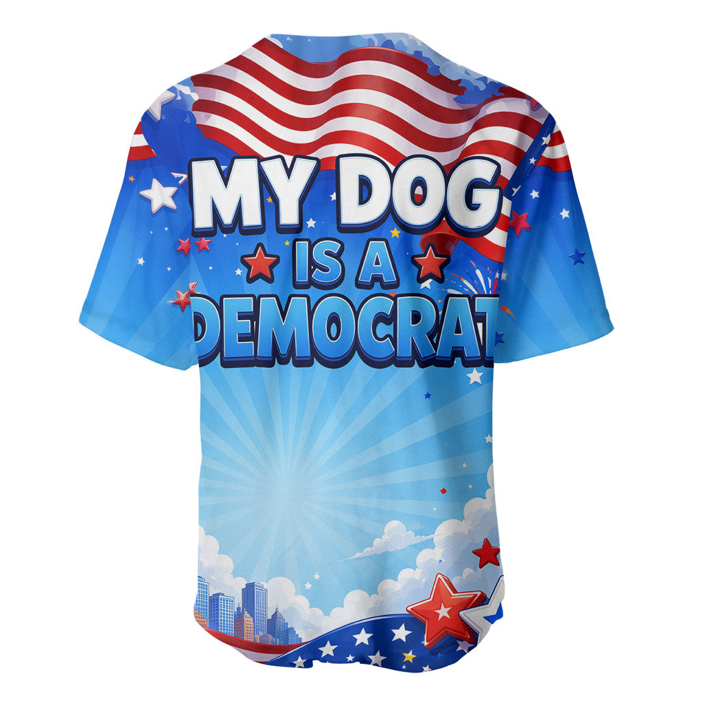 My Dog Is A Democrat Baseball Jersey Golden Retriever Patriotic American Flag Graphic