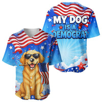 My Dog Is A Democrat Baseball Jersey Golden Retriever Patriotic American Flag Graphic