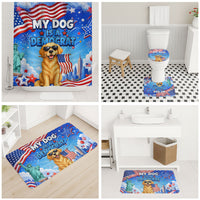 My Dog Is A Democrat Bathroom Set Golden Retriever Patriotic American Flag Graphic