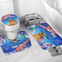 My Dog Is A Democrat Bathroom Set Golden Retriever Patriotic American Flag Graphic