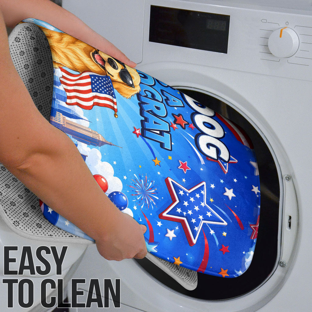 My Dog Is A Democrat Bathroom Set Golden Retriever Patriotic American Flag Graphic