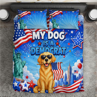 My Dog Is A Democrat Bedding Set Golden Retriever Patriotic American Flag Graphic