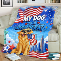 My Dog Is A Democrat Blanket Golden Retriever Patriotic American Flag Graphic