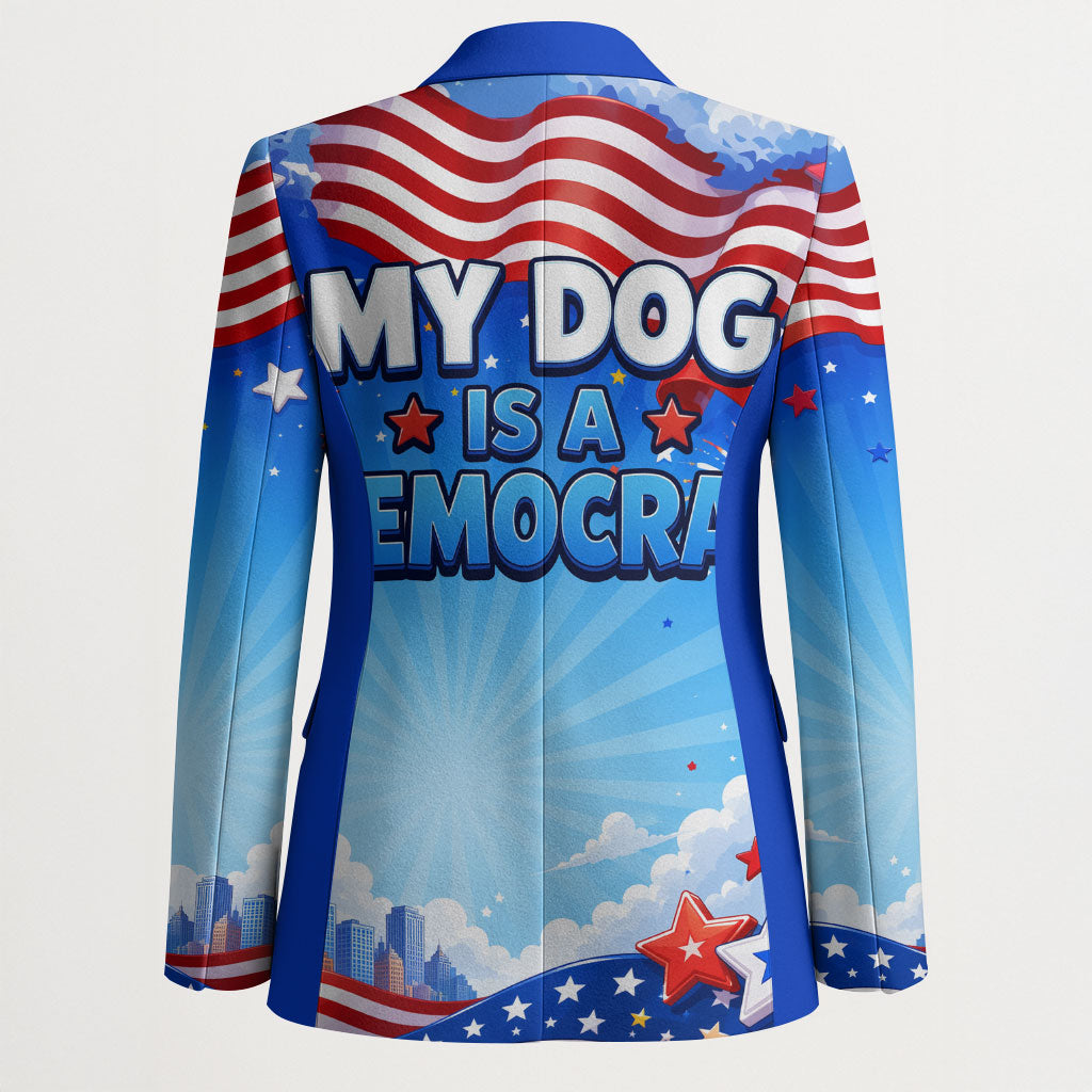 My Dog Is A Democrat Blazer Golden Retriever Patriotic American Flag Graphic