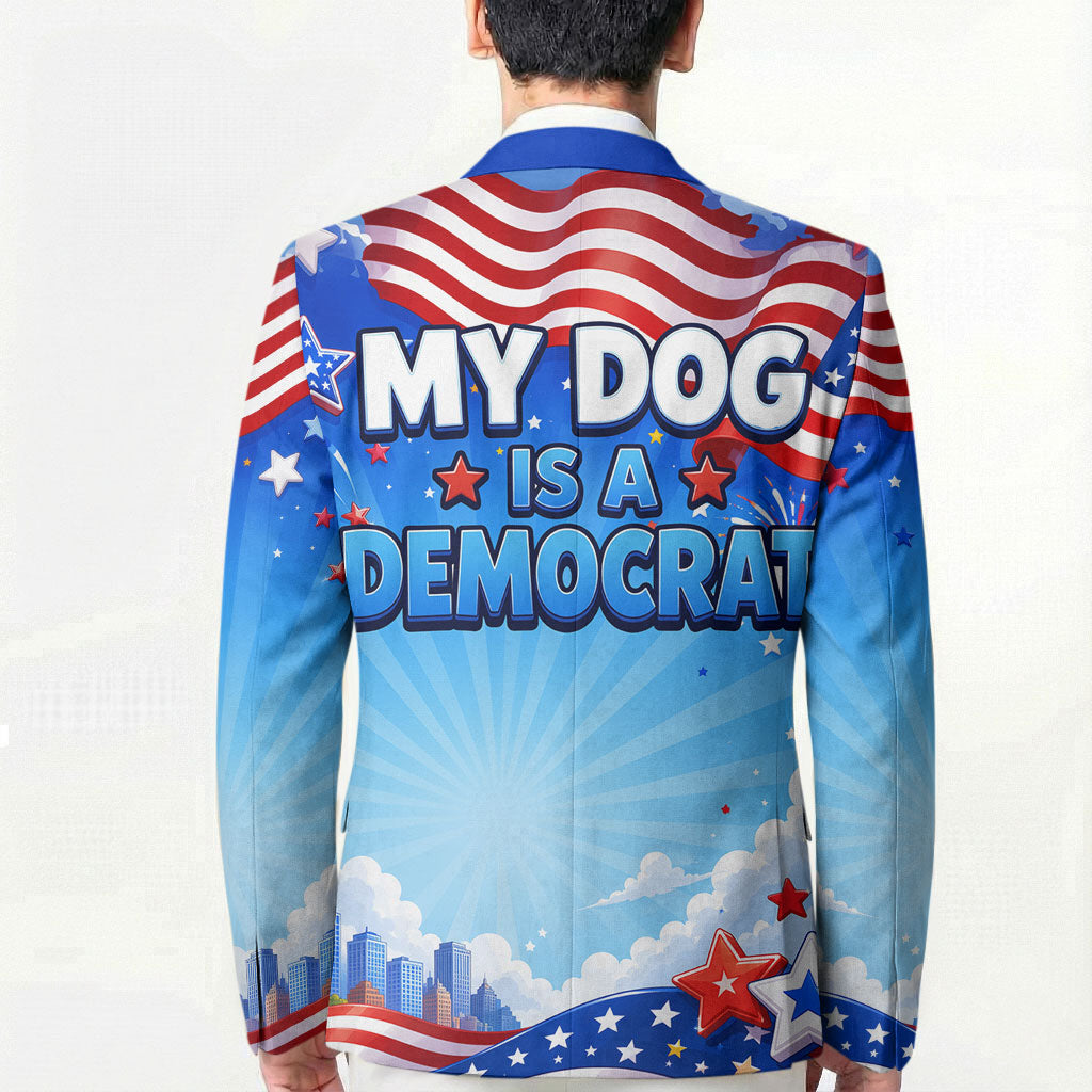 My Dog Is A Democrat Blazer Golden Retriever Patriotic American Flag Graphic