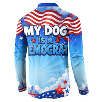 My Dog Is A Democrat Button Sweatshirt Golden Retriever Patriotic American Flag Graphic
