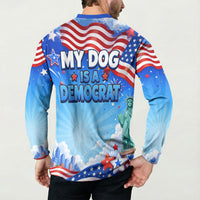 My Dog Is A Democrat Button Sweatshirt Golden Retriever Patriotic American Flag Graphic