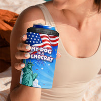 My Dog Is A Democrat 4 in 1 Can Cooler Tumbler Golden Retriever Patriotic American Flag Graphic