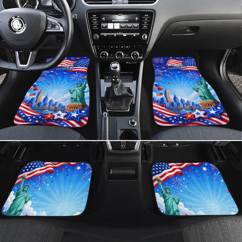 My Dog Is A Democrat Car Mats Golden Retriever Patriotic American Flag Graphic