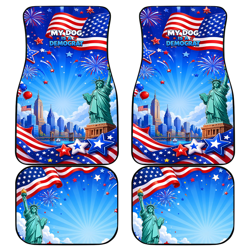 My Dog Is A Democrat Car Mats Golden Retriever Patriotic American Flag Graphic