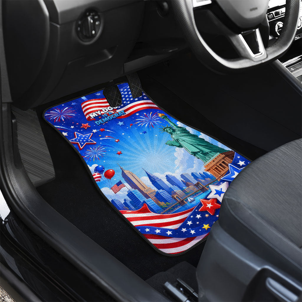 My Dog Is A Democrat Car Mats Golden Retriever Patriotic American Flag Graphic