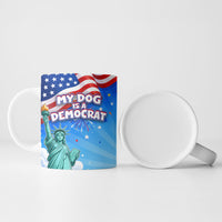 My Dog Is A Democrat Ceramic Mug Golden Retriever Patriotic American Flag Graphic