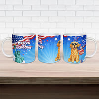 My Dog Is A Democrat Ceramic Mug Golden Retriever Patriotic American Flag Graphic