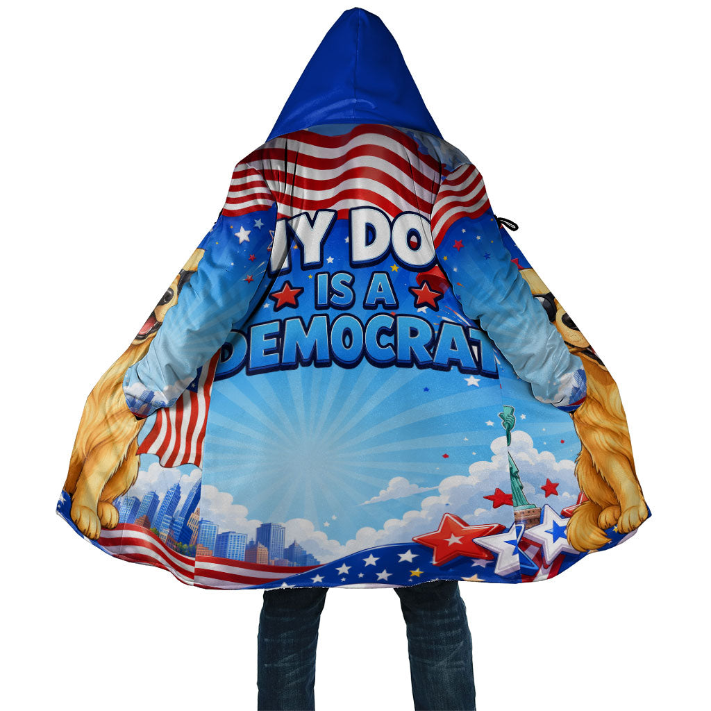 My Dog Is A Democrat Cloak Golden Retriever Patriotic American Flag Graphic