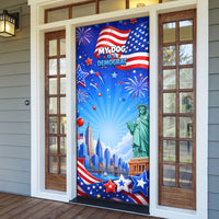 My Dog Is A Democrat Door Cover Golden Retriever Patriotic American Flag Graphic