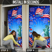 My Dog Is A Democrat Door Cover Golden Retriever Patriotic American Flag Graphic