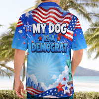 My Dog Is A Democrat Hawaiian Shirt Golden Retriever Patriotic American Flag Graphic
