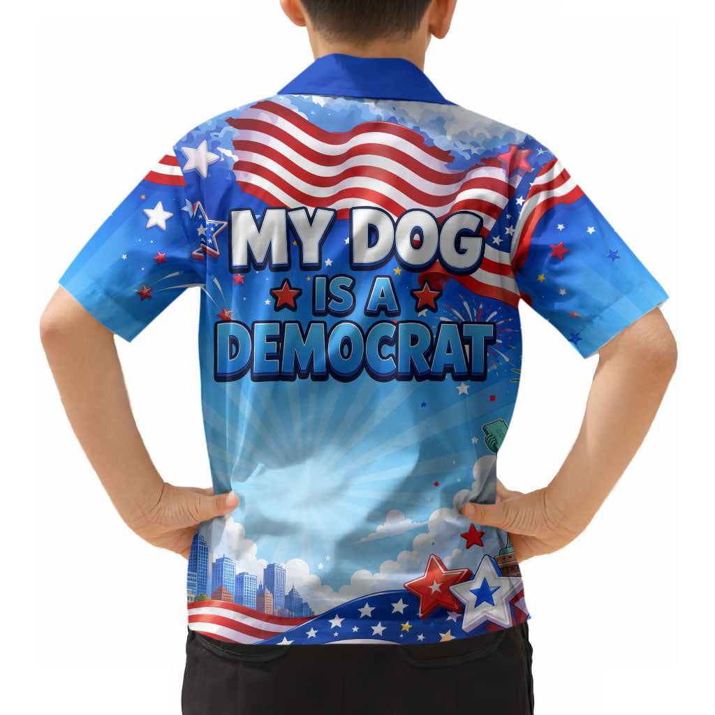 My Dog Is A Democrat Hawaiian Shirt Golden Retriever Patriotic American Flag Graphic