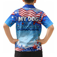 My Dog Is A Democrat Hawaiian Shirt Golden Retriever Patriotic American Flag Graphic