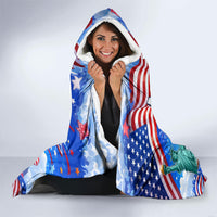My Dog Is A Democrat Hooded Blanket Golden Retriever Patriotic American Flag Graphic