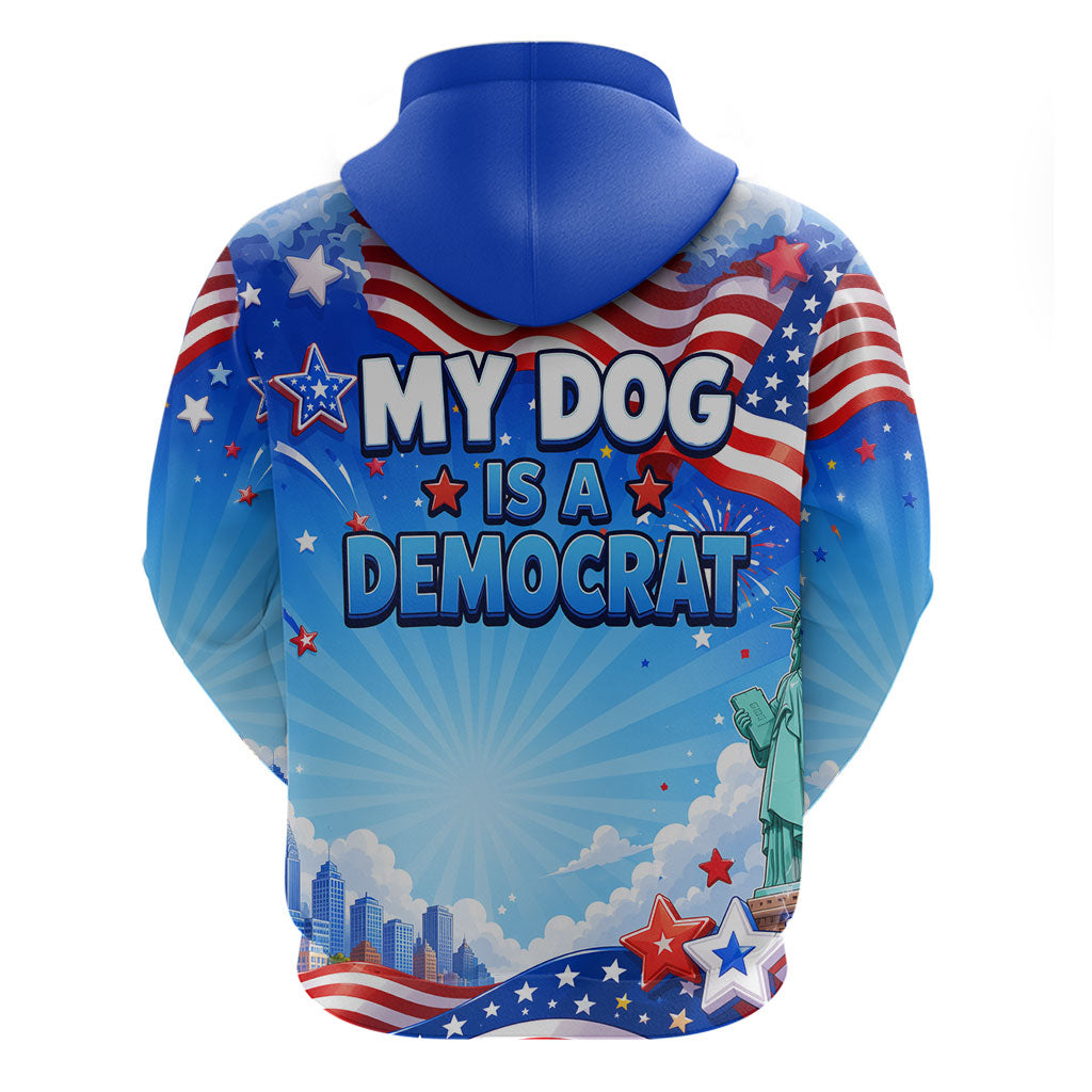 My Dog Is A Democrat Hoodie Golden Retriever Patriotic American Flag Graphic