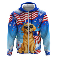 My Dog Is A Democrat Hoodie Golden Retriever Patriotic American Flag Graphic