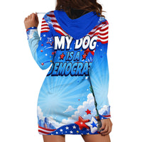 My Dog Is A Democrat Hoodie Dress Golden Retriever Patriotic American Flag Graphic