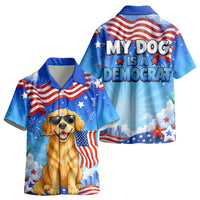 My Dog Is A Democrat Kid Hawaiian Shirt Golden Retriever Patriotic American Flag Graphic