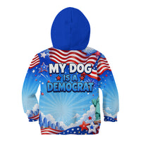 My Dog Is A Democrat Kid Hoodie Golden Retriever Patriotic American Flag Graphic